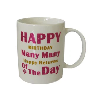 Taza de cerámica impresa con purpurina personalizada